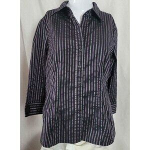 Apt. 9 Large Petite Blouse Striped Women's 3/4 sleeves stretchy LIKE NEW